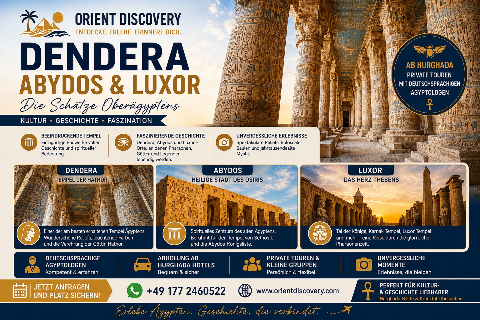 3‑Tage Privater Ausflug nach Luxor, Dendera & Abydos ab Hurghada