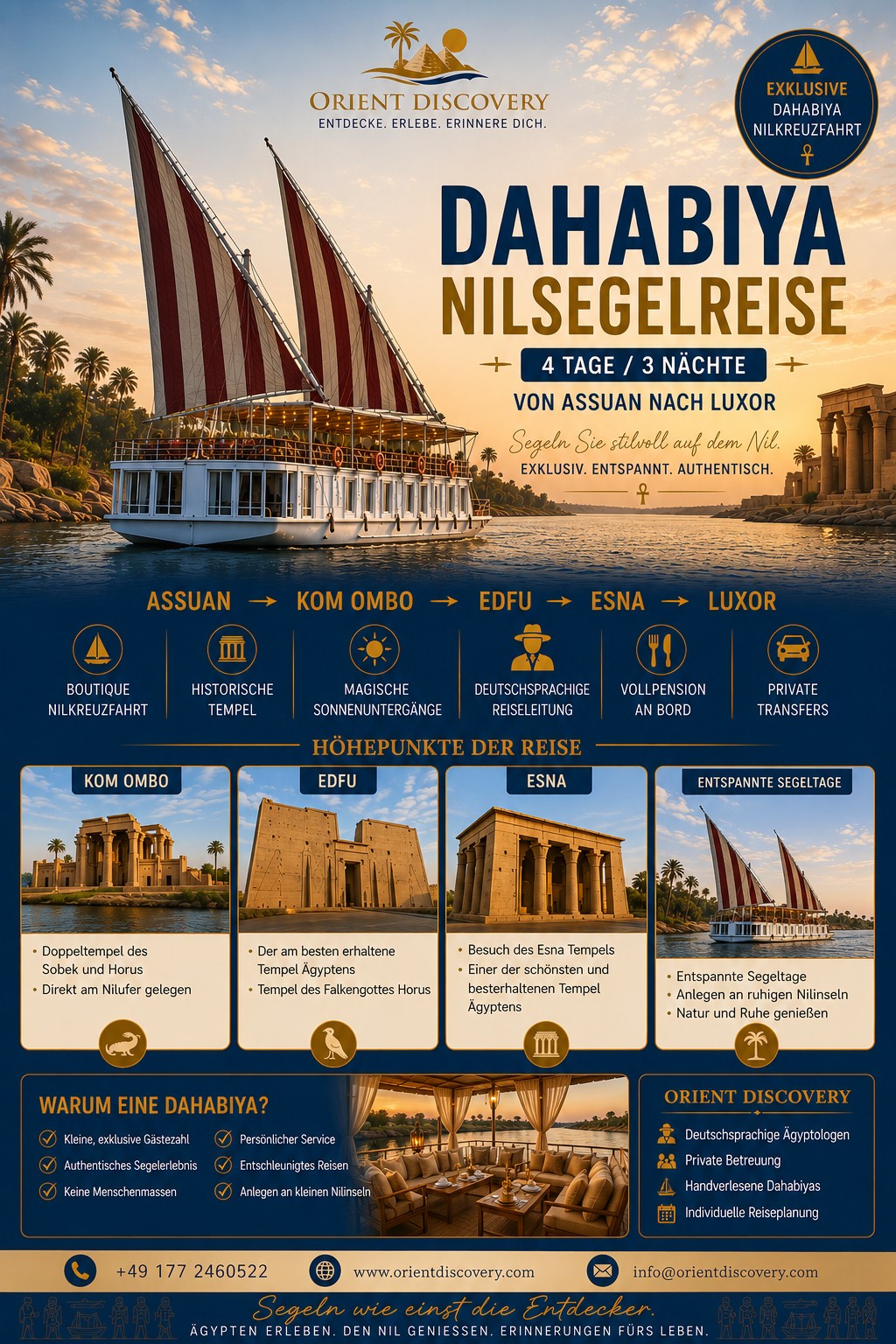Dahabiya – Nilkreuzfahrt 4 Tage / 3 Nächte - Assuan → Luxor - Photo 3